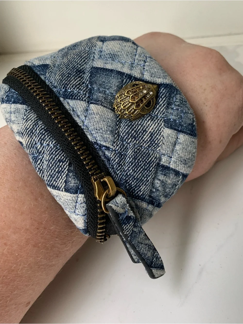Kurt Geiger London Denim Accessory with Brass Plate